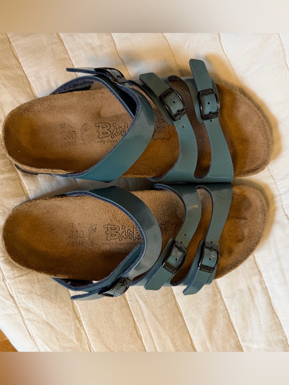 Birkies Triple Strap Sandals in Teal